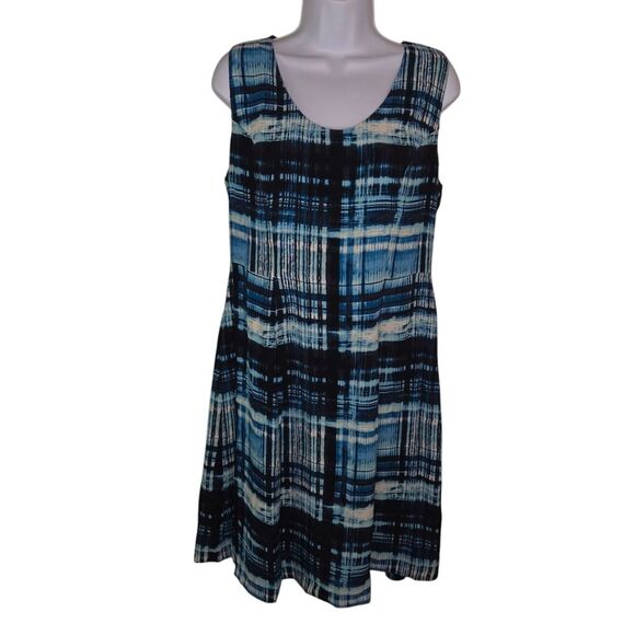 Pendleton Laura Dress Blue Pattern Fit & Flare Size 8 Side Zipper - Picture 1 of 9